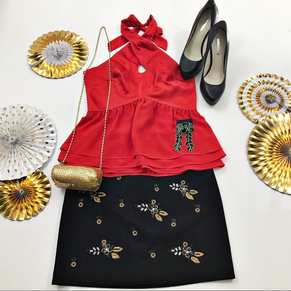 Bebe Red Silk Halter Top - Picture 7 of 8